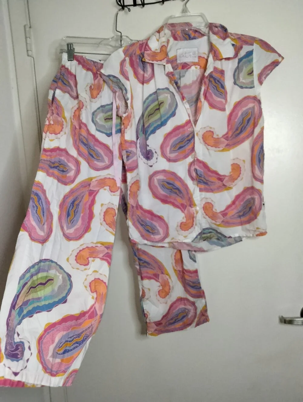 The Cat's Pajamas (Sz S) Multicolored Paisley-Print Short-Sleeve 2PC Pajama Set